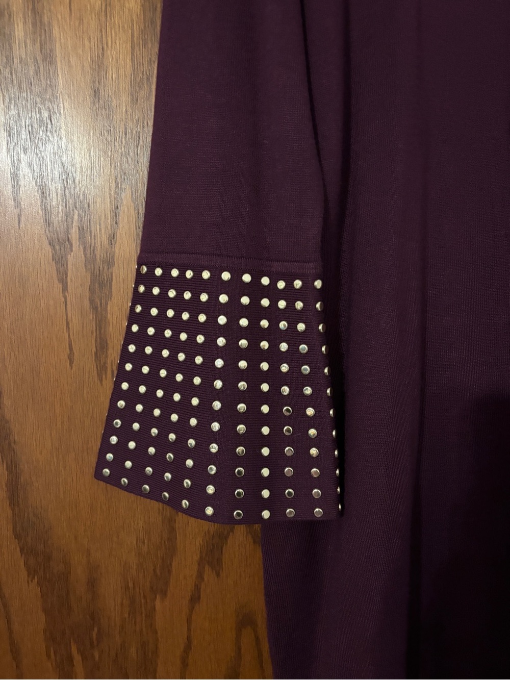 SALE!! NWOT Harper Rose Large Plum Midi Dress with Studded Neckline and Sleeves - Picture 4 of 7